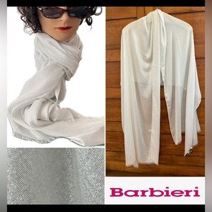 💍Shimmery White Silver Modal/Silk/Lurex Sheer Lightweight Italian Barbieri Scarf